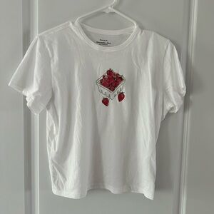 Abercrombie skimming tee strawberry basket embroidery